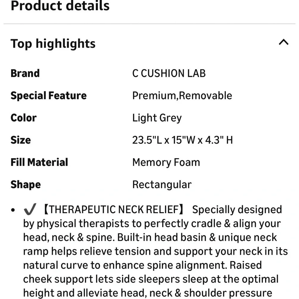 Cushion Lab Irganic Ergonomic Cervical Pillow For Neck Support